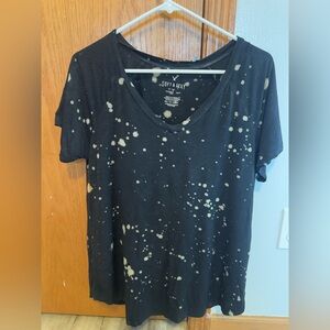 Aeropostale Soft & Sexy T- XS black with spatter pattern, scoop neck